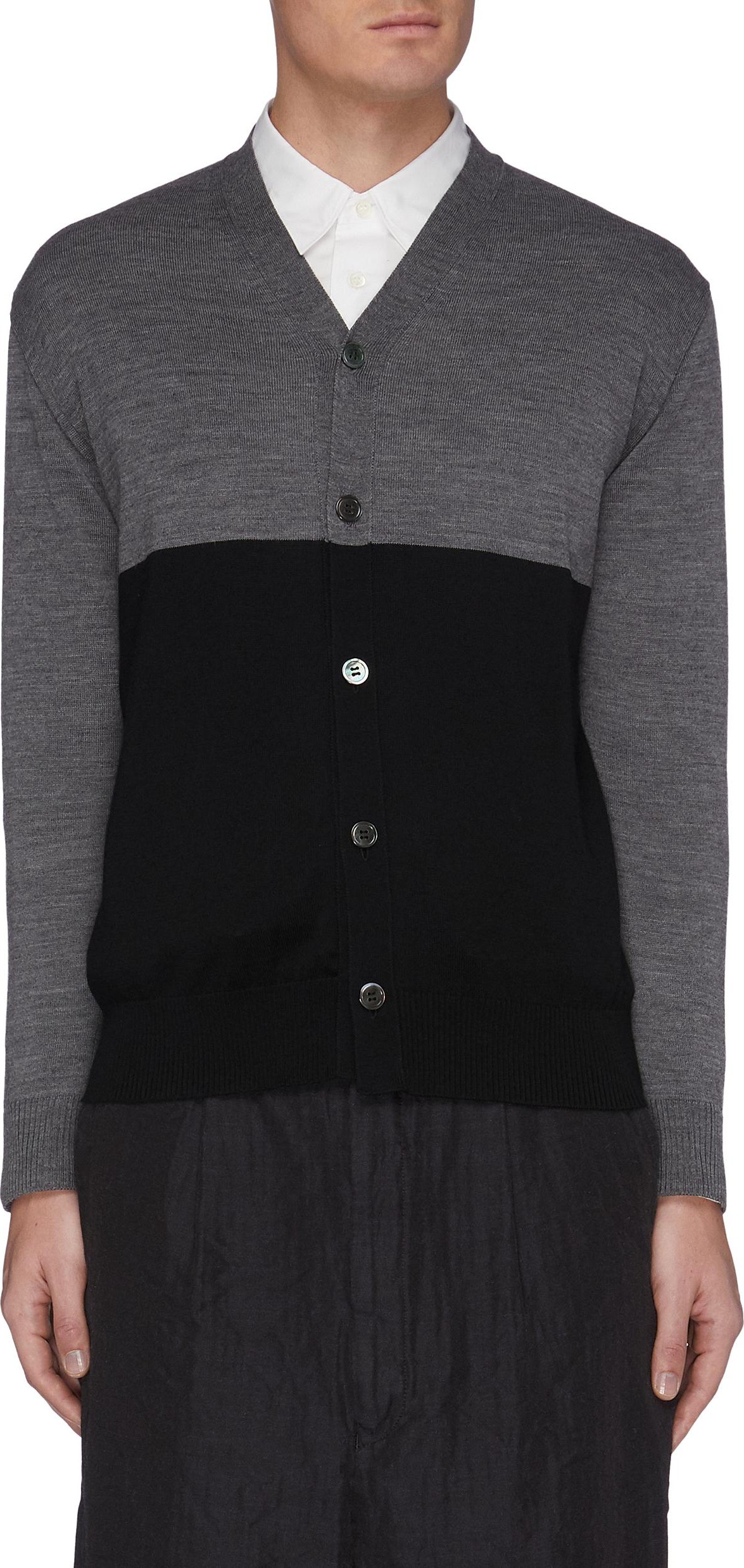 Comme des Garçons Homme Colourblock wool knit cardigan