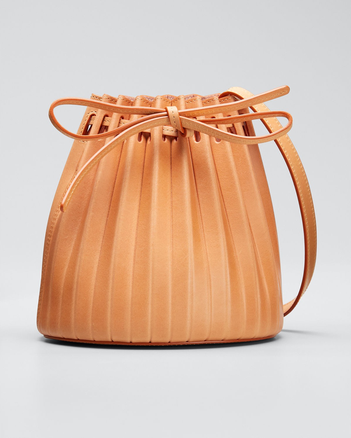 Mansur Gavriel Mini Pleated Vegetable-Tanned Bucket Bag