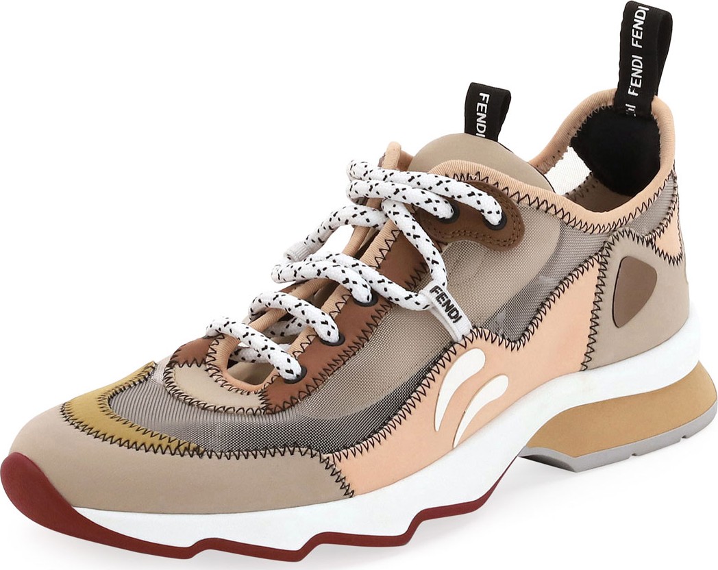 Fendi Freedom Lace-Up Mesh Sneakers