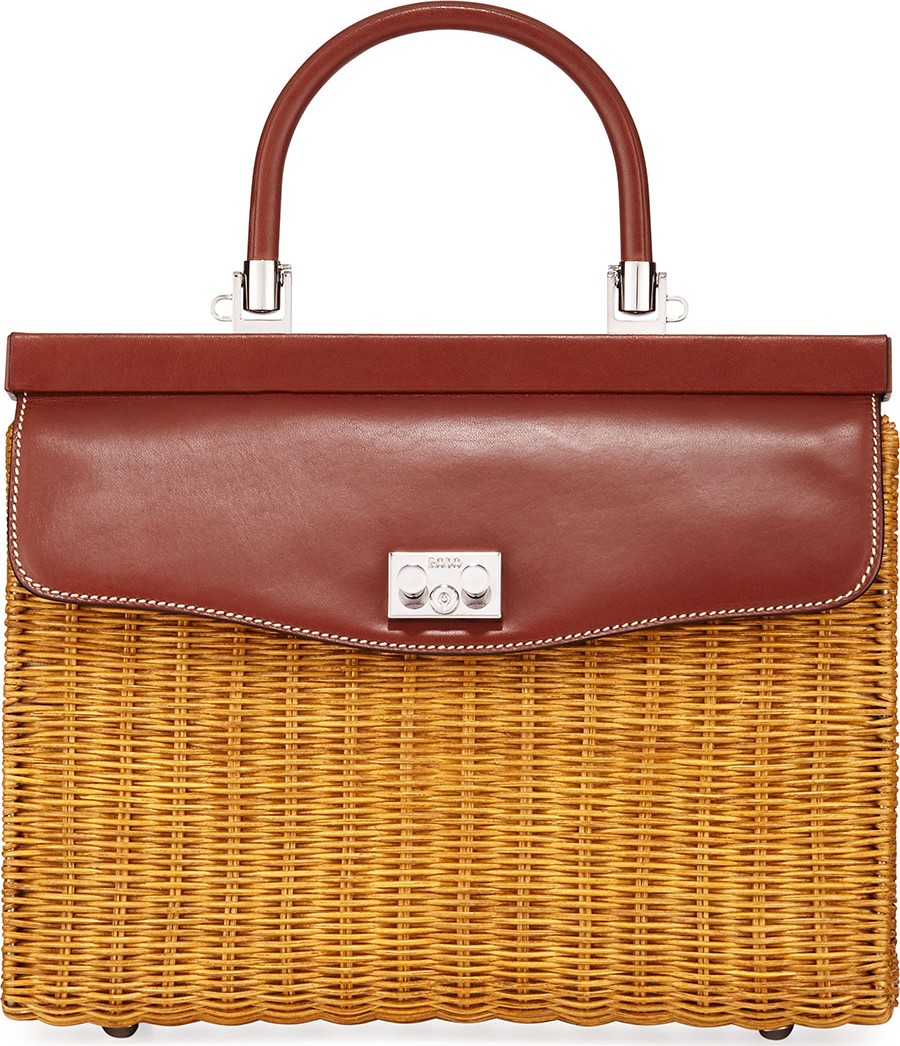 RODO Wicker Frame Top Handle Bag