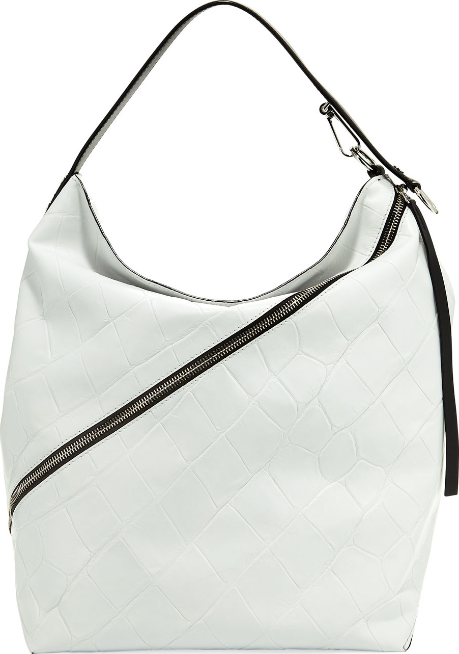 Proenza Schouler Large Croc-Embossed Leather Hobo Bag
