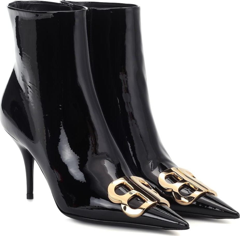 Balenciaga BB patent leather ankle boots
