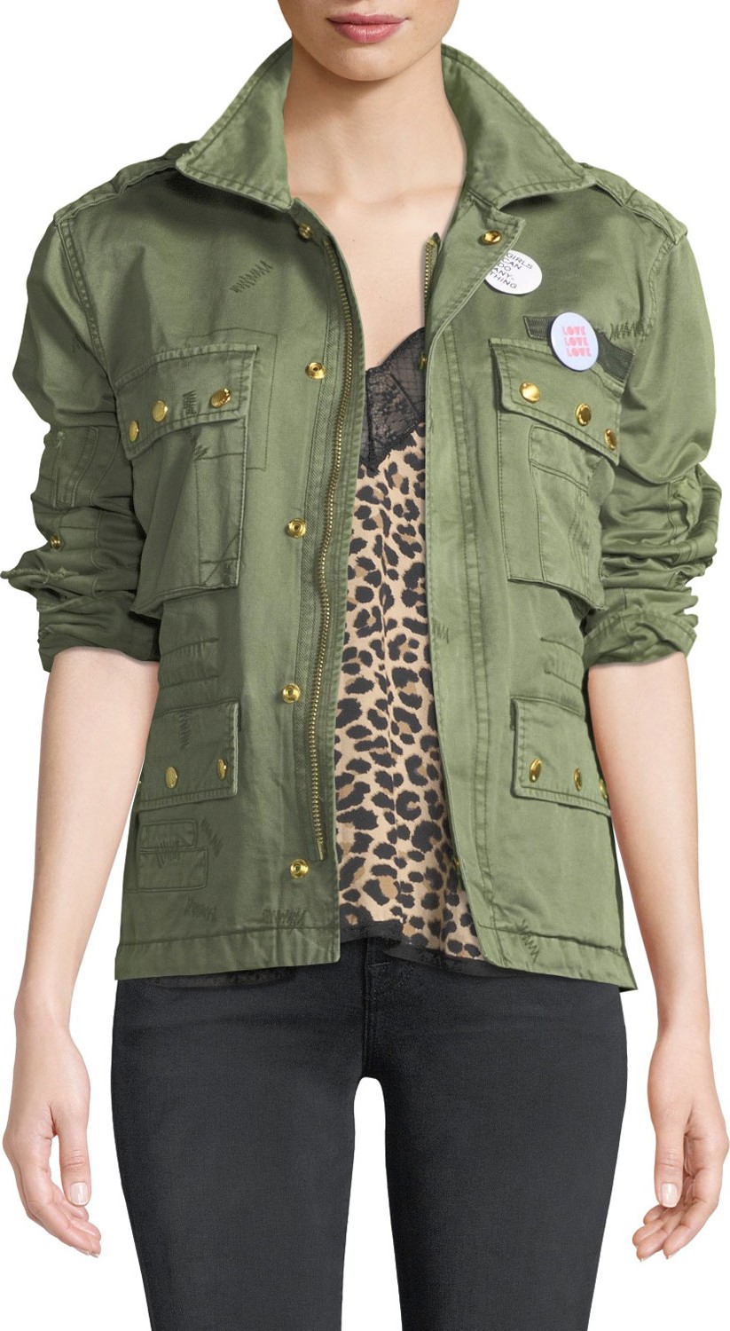 Zadig & Voltaire Krisy Grunge Utility Jacket with Pins Zadig & Voltaire Krisy Grunge Utility Jacket with Pins