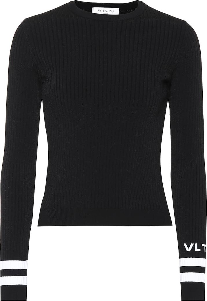 Valentino Logo ribbed knit sweater