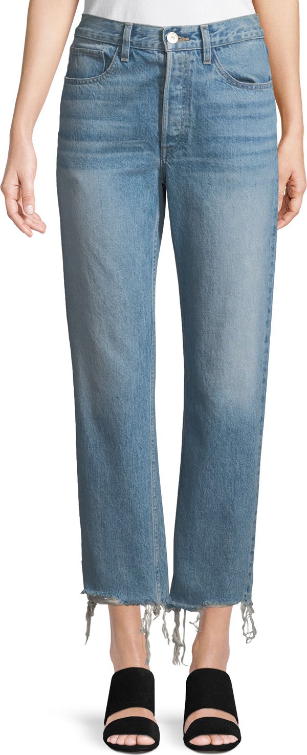 3X1 W3 Higher-Ground Straight-Leg Cropped Jeans w/ Distressed Sides