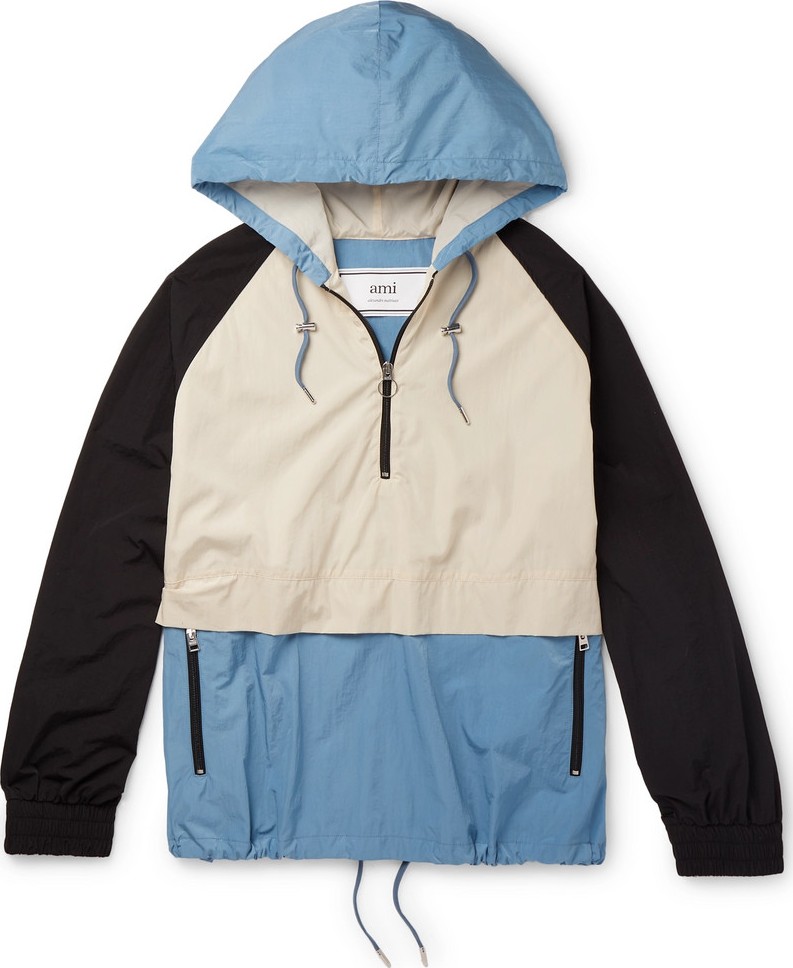 AMI Colour-Block Shell Hooded Jacket