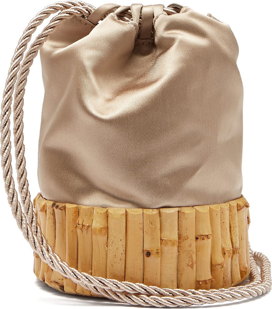 Glorinha Paranagua Saigon satin and bamboo bucket bag
