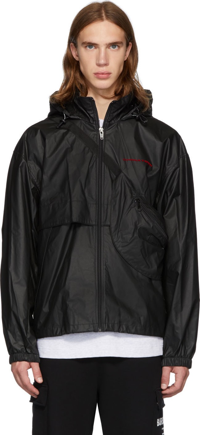 Alexander Wang Black Pleather 'Chynatown' Track Jacket