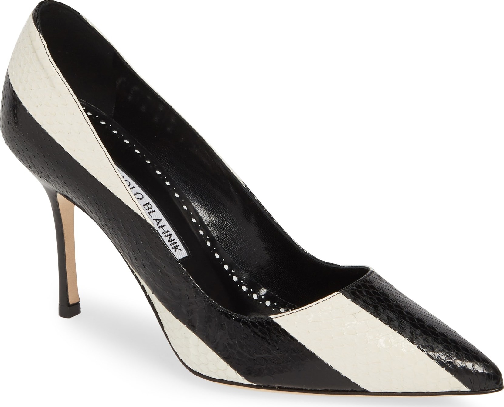 Manolo Blahnik Pointy Toe Stripe Pump