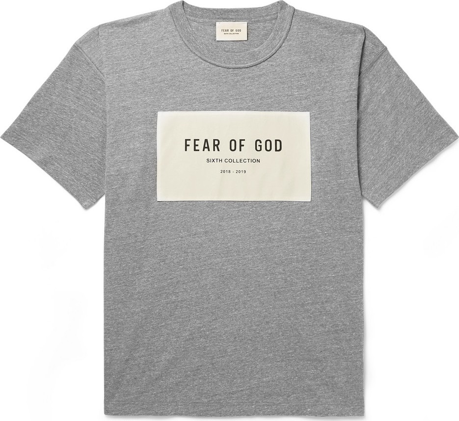 Fear of God Oversized Logo-Appliquéd Mélange Cotton-Blend Jersey T-Shirt