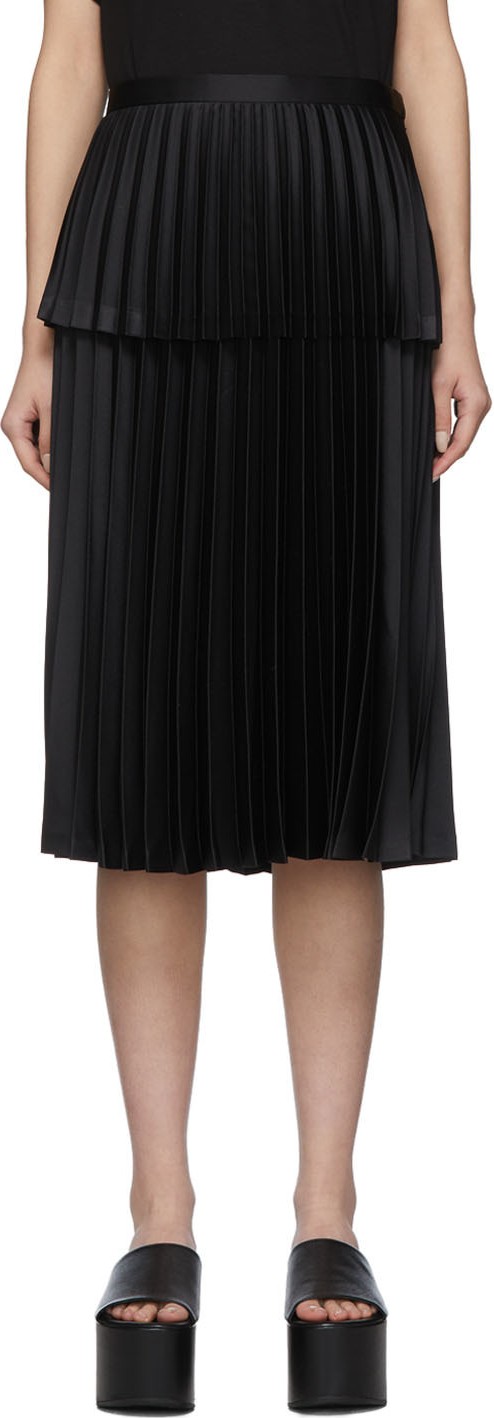 Noir Kei Ninomiya Black Double-Layer Pleated Skirt