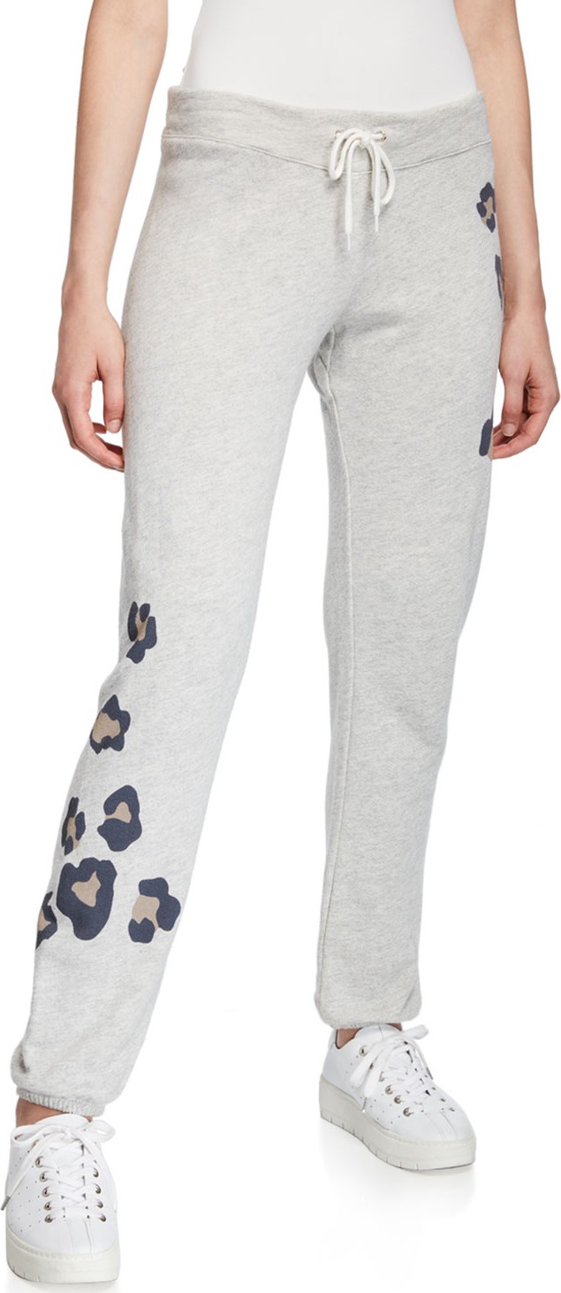 MONROW Oversized Leopard-Print Drawstring Vintage Sweatpants