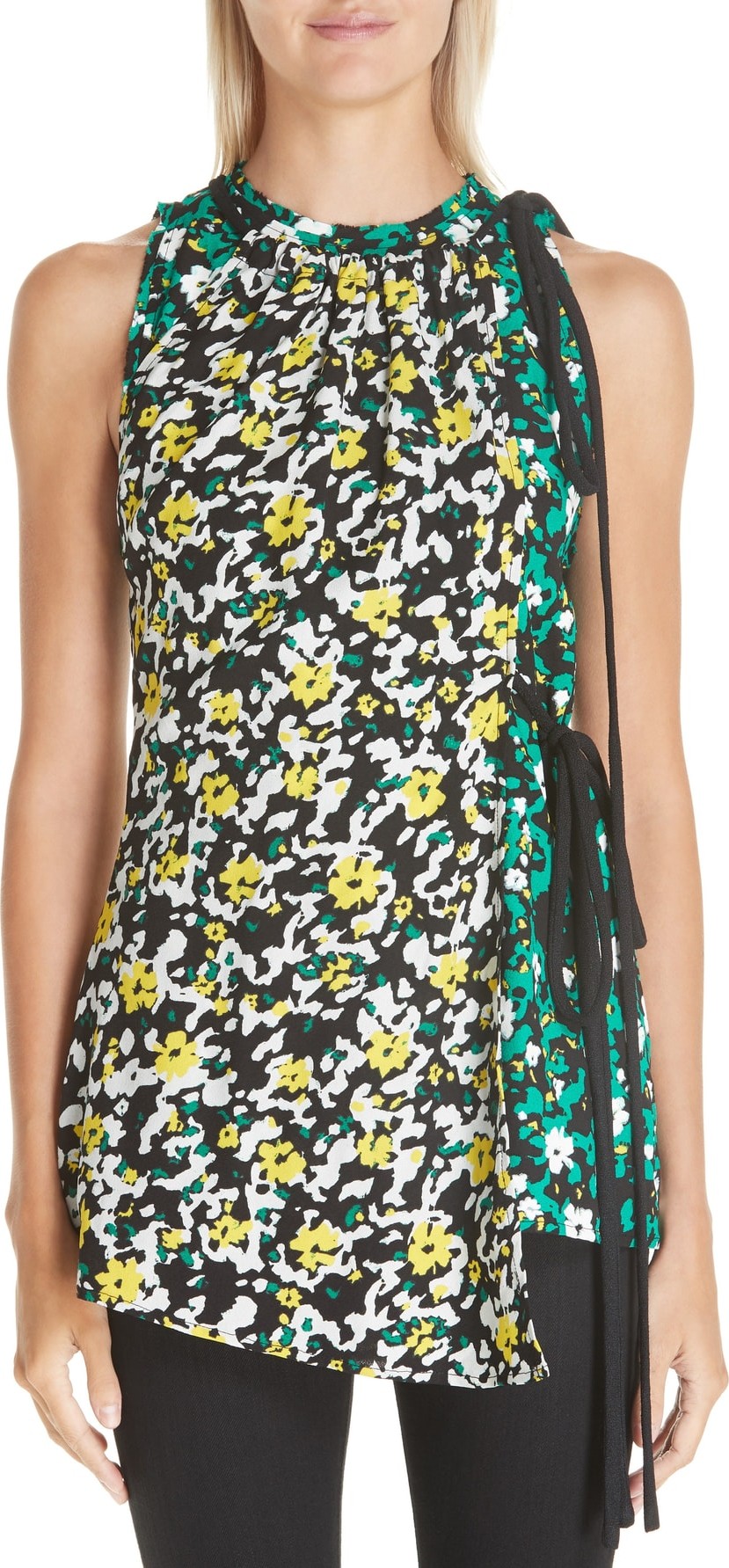 Proenza Schouler Side Tie Floral Print Blouse