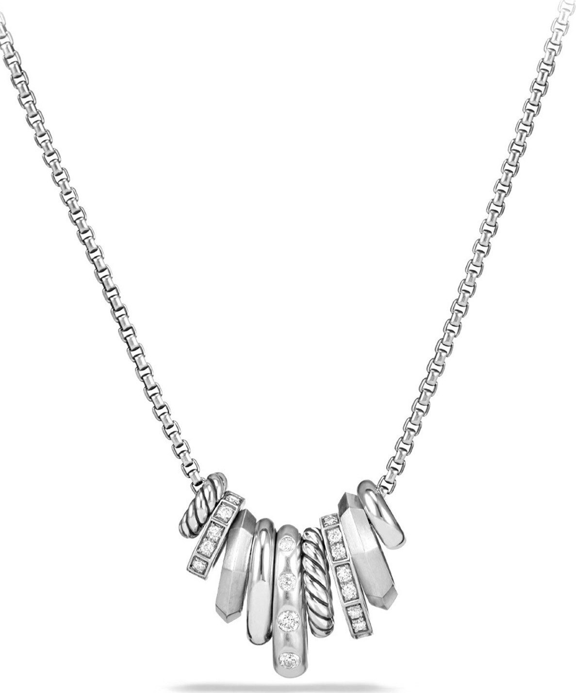 David Yurman Stax Small Multi-Pendant Necklace with Diamonds
