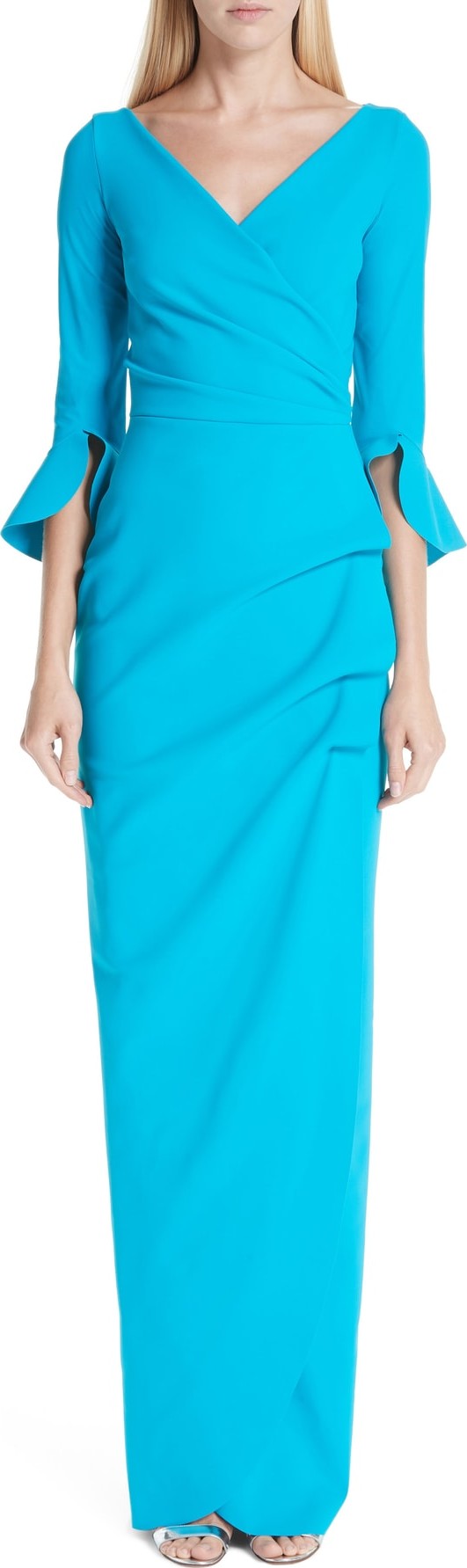 La Petite Robe di Chiara Boni Ruffle Cuff Side Drape Gown