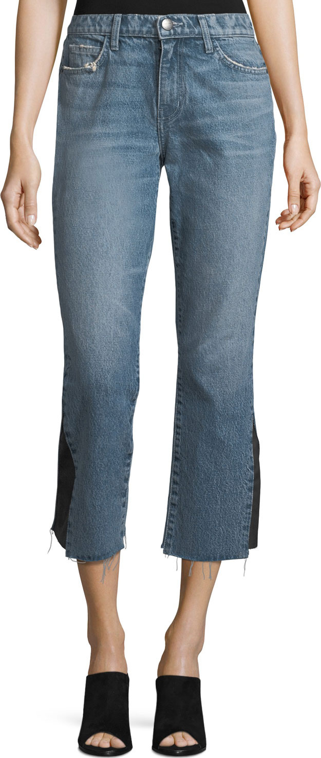 Current/Elliott The Kick Mid-Rise Straight-Leg Jeans w/ Insert