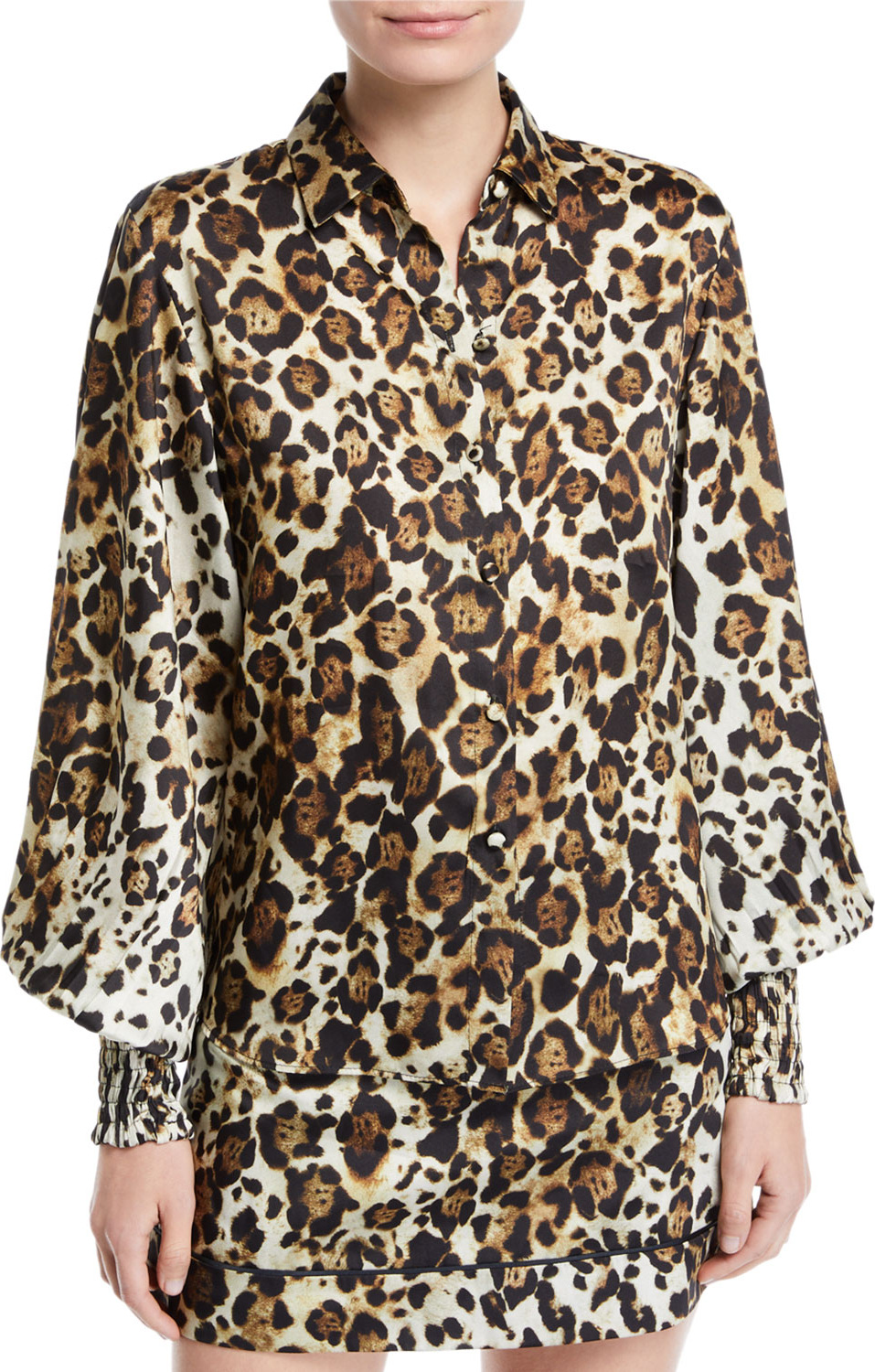 Alexis Romana Leopard-Print Button-Down Top