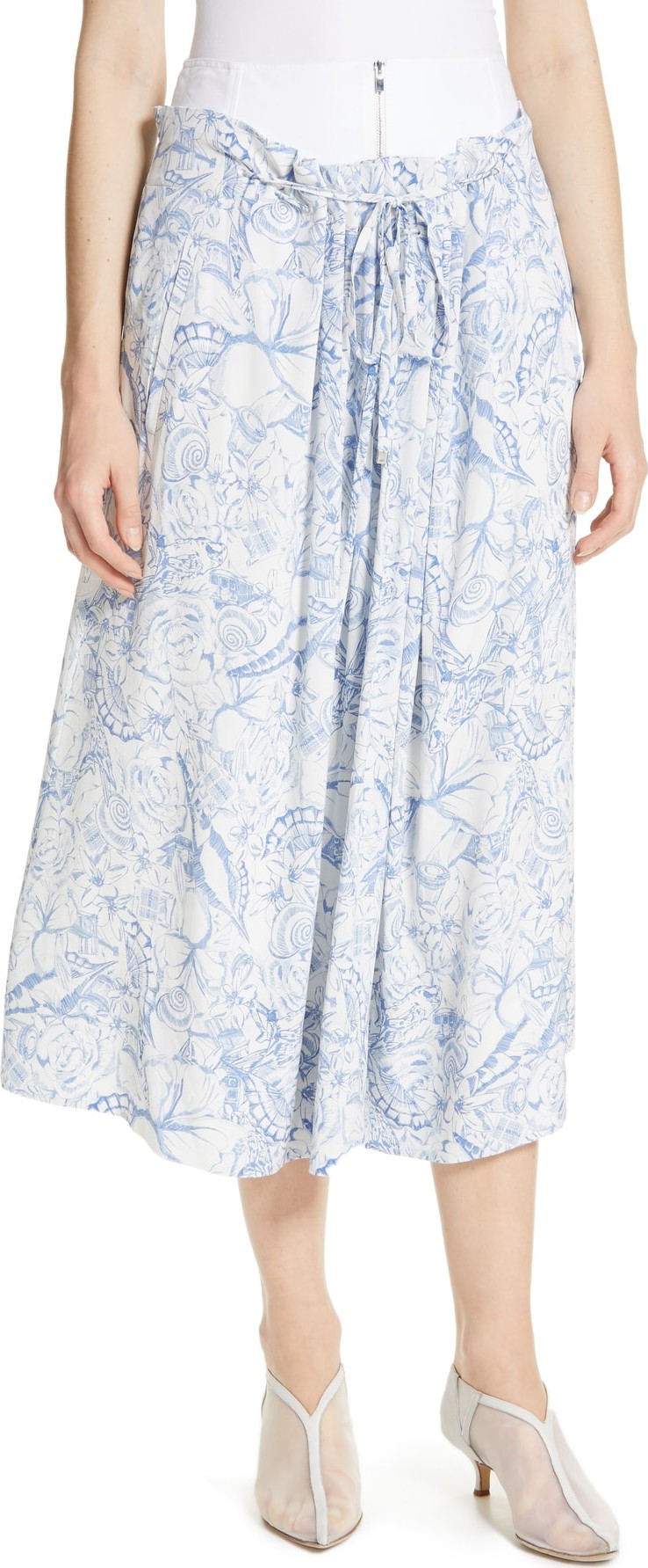 Tibi Isa Toile Print Layered Midi Skirt