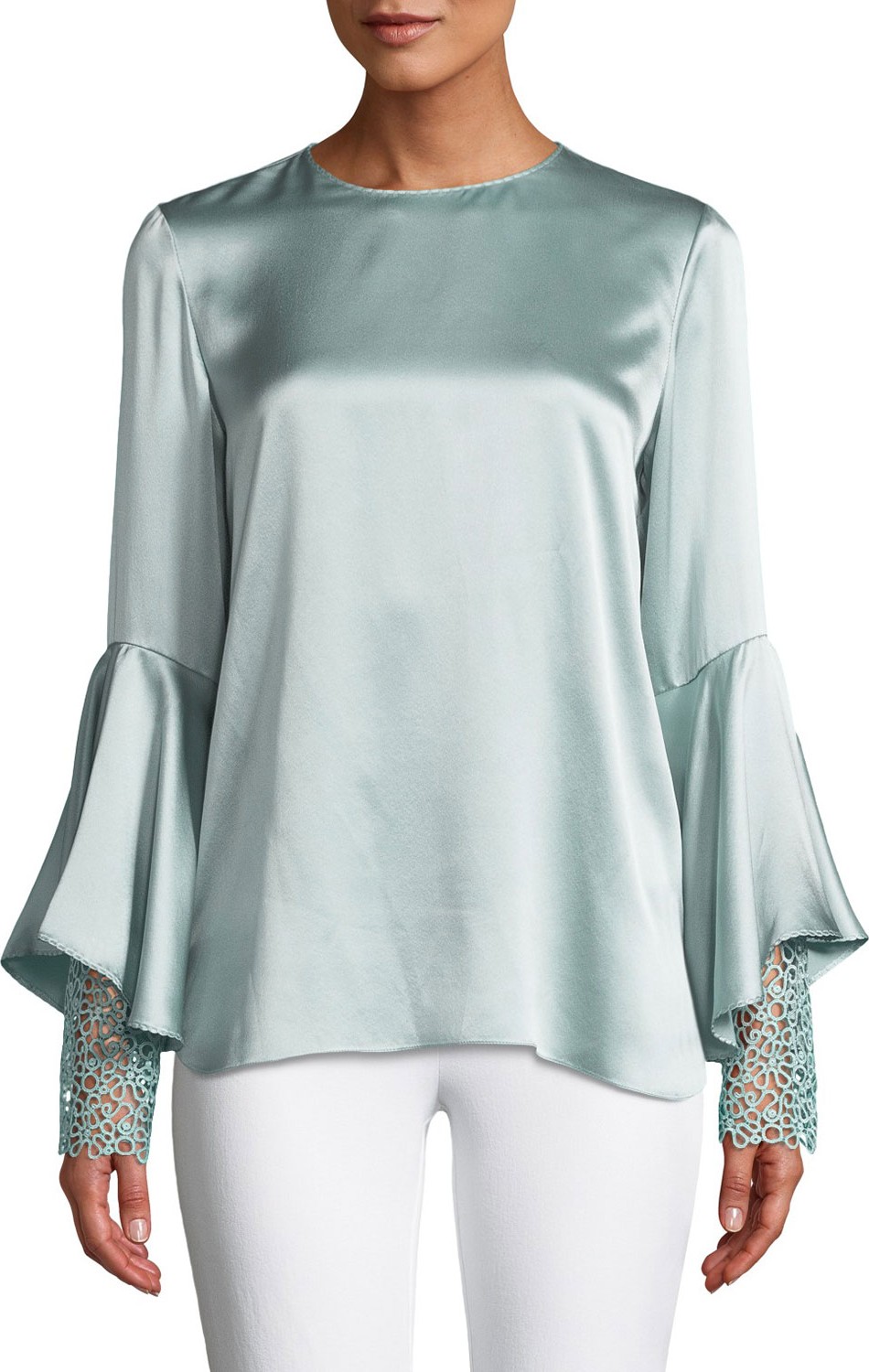 Elie Tahari Kaia Flutter-Sleeve Silk Blouse