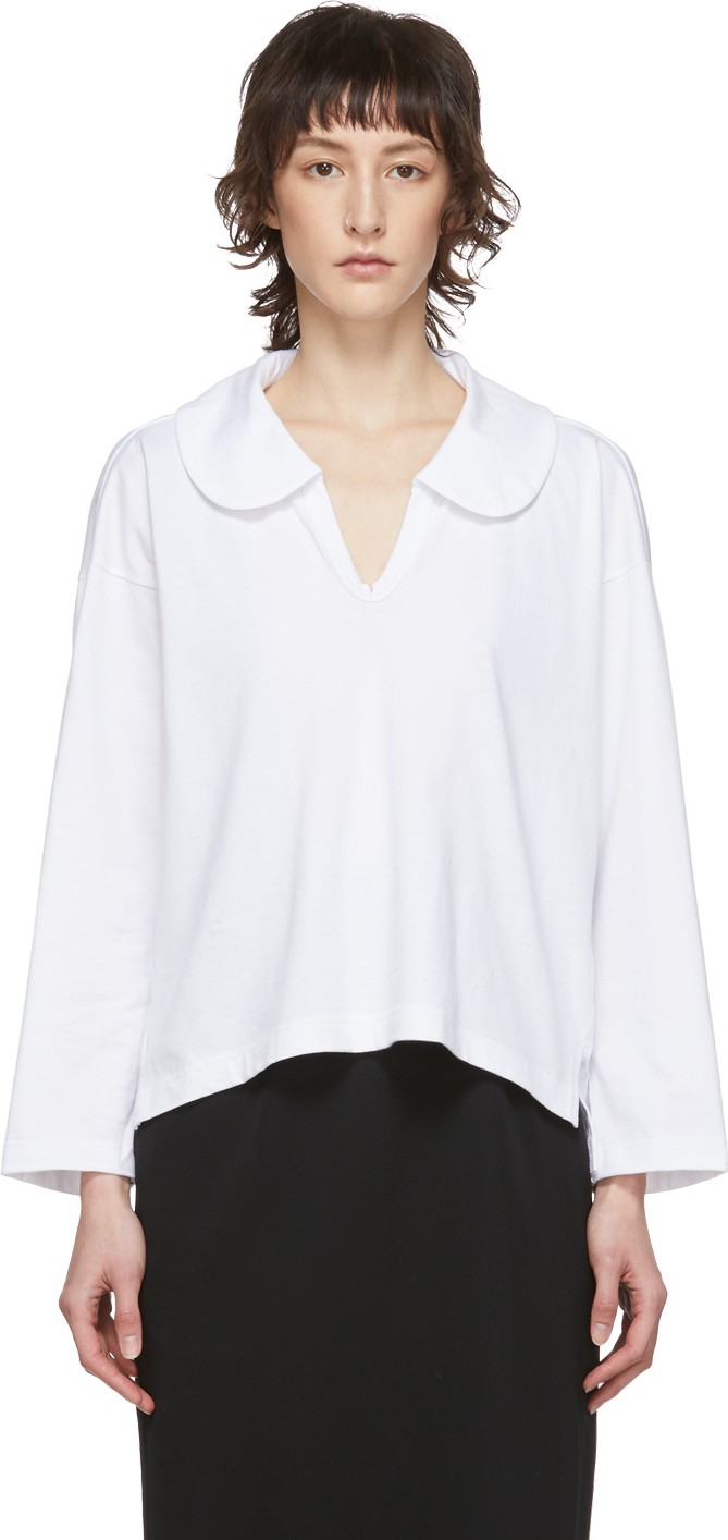 Comme Des Garçons Comme Des Garçons White Peter Pan Collar Long Sleeve  T-Shirt