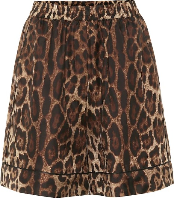 Dolce & Gabbana Leopard silk twill shorts