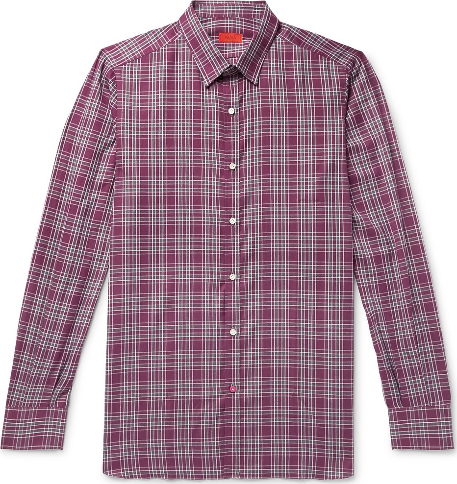 Isaia Slim-Fit Checked Cotton-Poplin Shirt