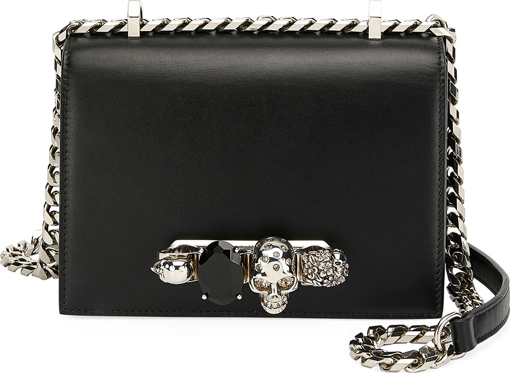 Alexander McQueen Small Quilted Jeweled Knuckle Flap Shoulder Bag