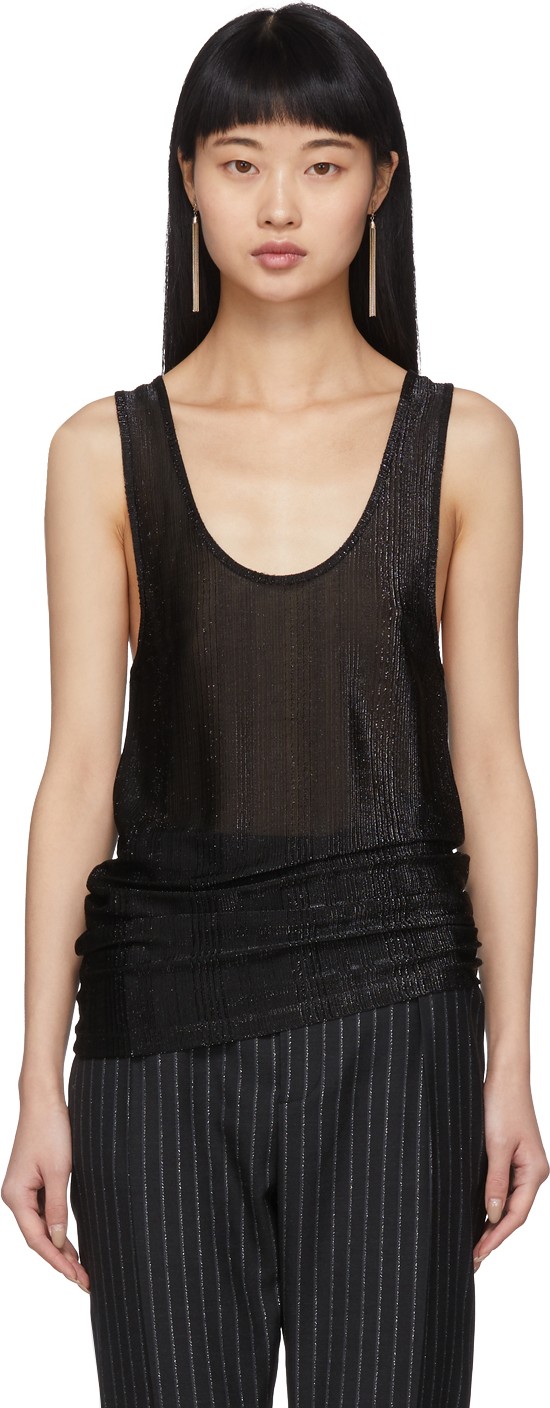 Saint Laurent Black Lurex Tank Top