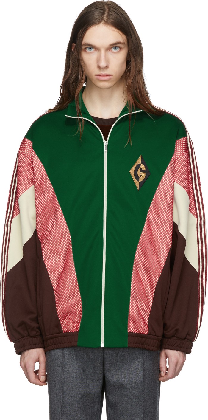 Gucci Green G Rhombus Patch Zip Jacket