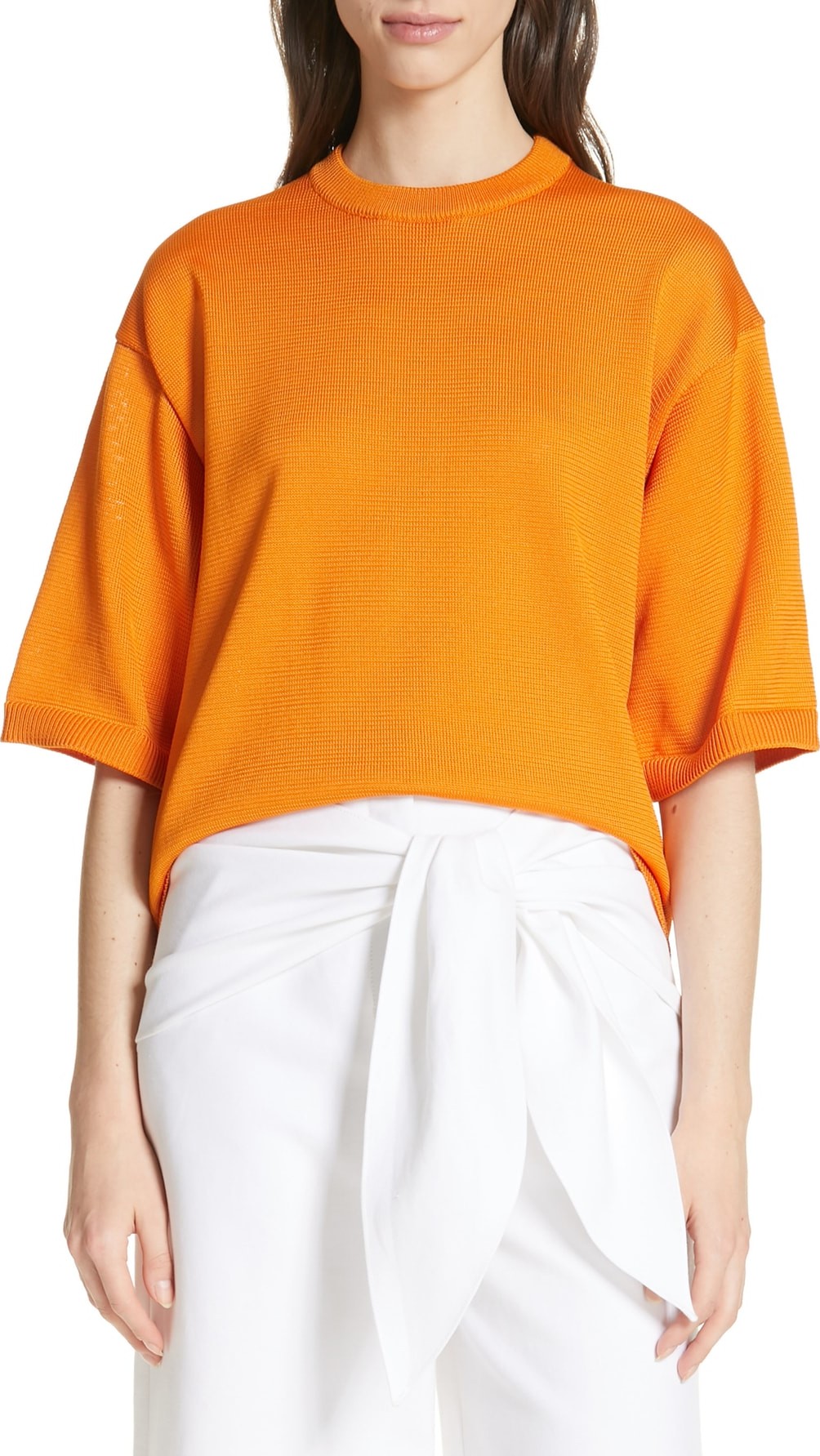 Tibi Corded Knit T-Shirt Sweater