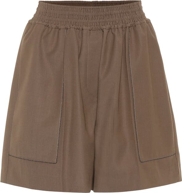 Brunello Cucinelli High-rise wool blend shorts