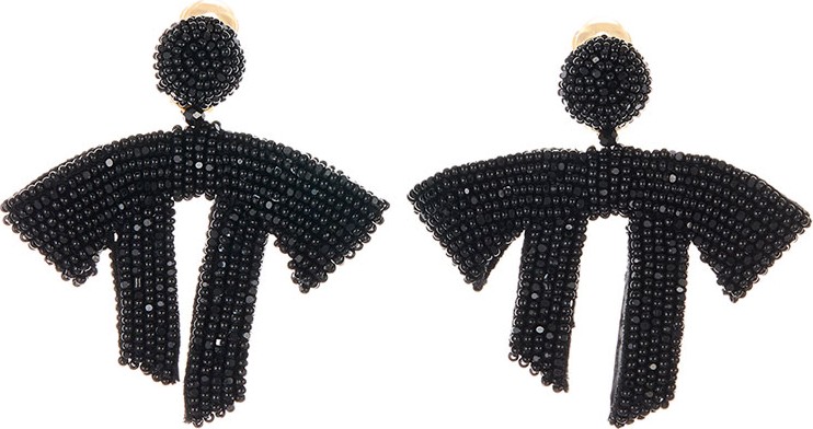 Oscar De La Renta Draped Bow Bead Clip-On Earrings