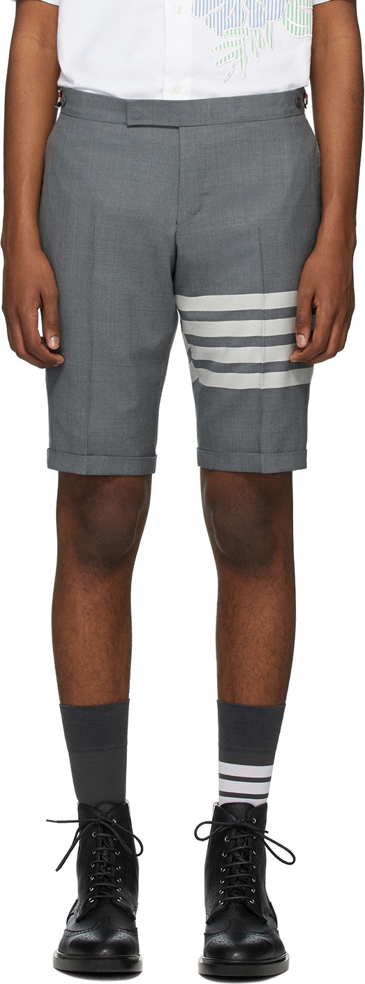 Thom Browne Grey 4-Bar Wool Shorts
