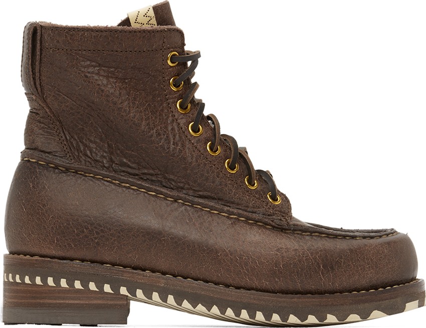 Visvim Brown Kainai Moc-Toe Folk Boots