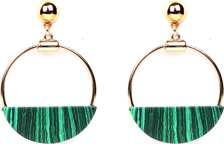 Ben-Amun Malachite Hoop-Drop Earrings