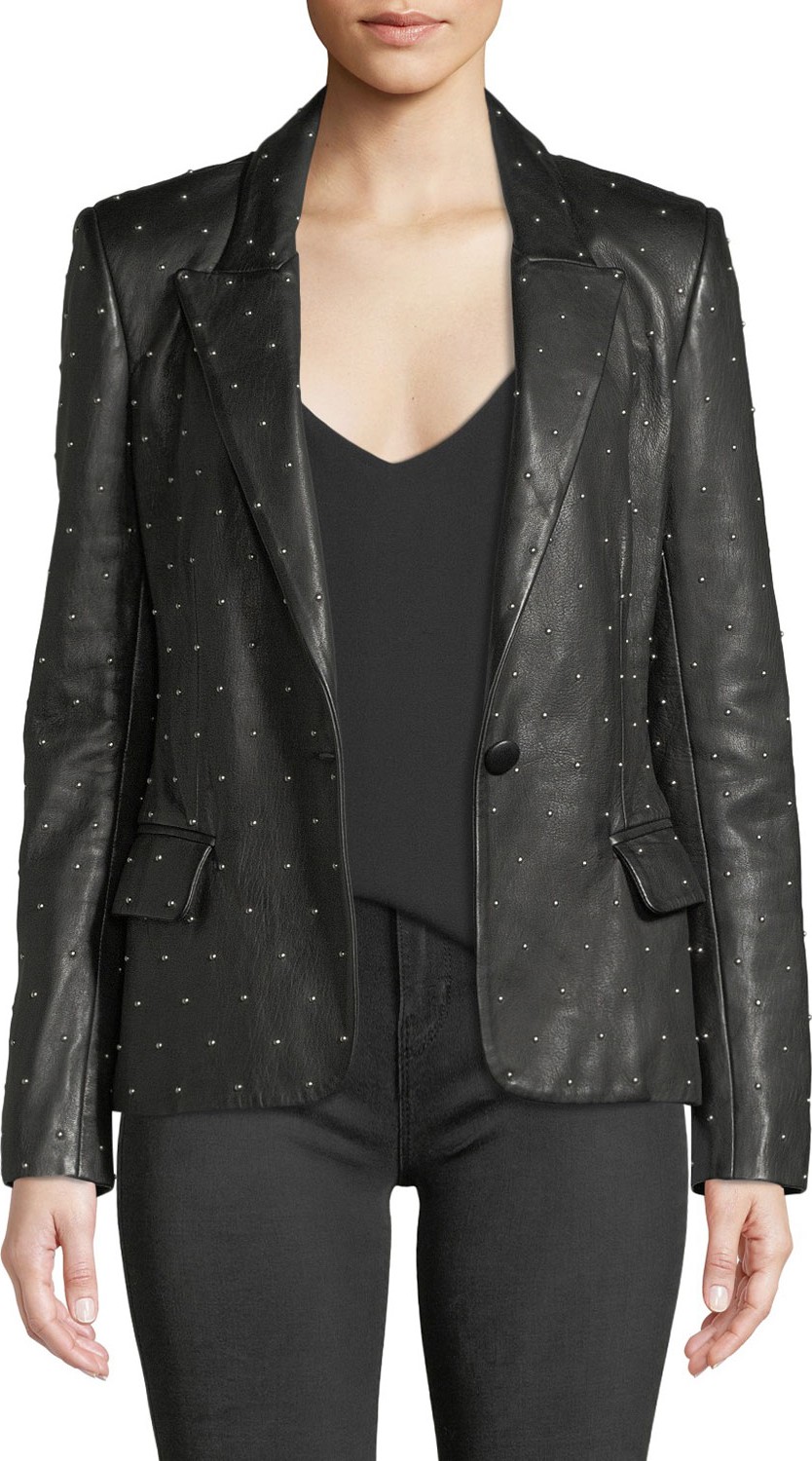 L'AGENCE Montego Studded Leather Blazer