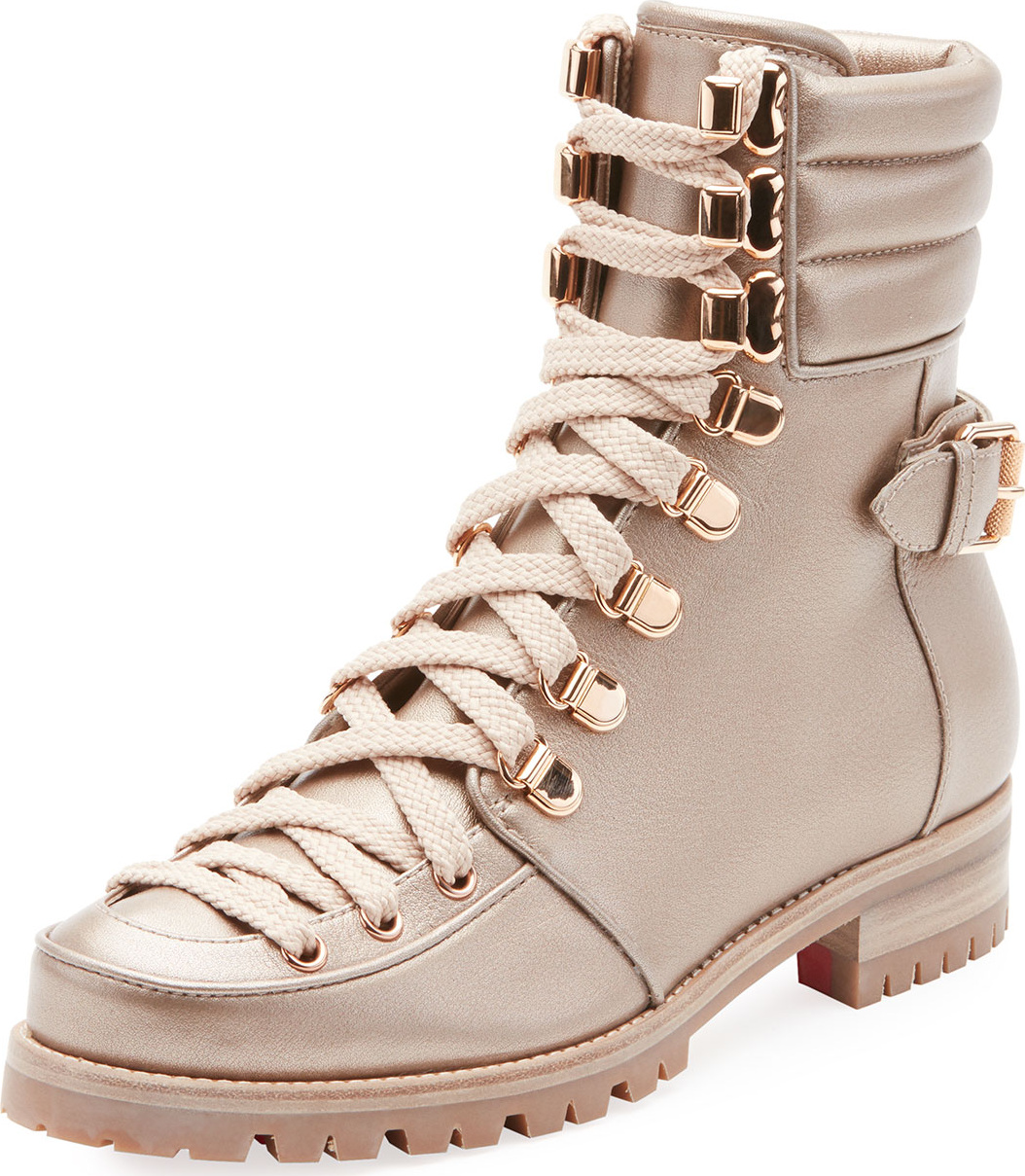 Christian Louboutin Who Runs Flat Red Sole Hiking Bootie Christian Louboutin Who Runs Flat Red Sole Hiking Bootie