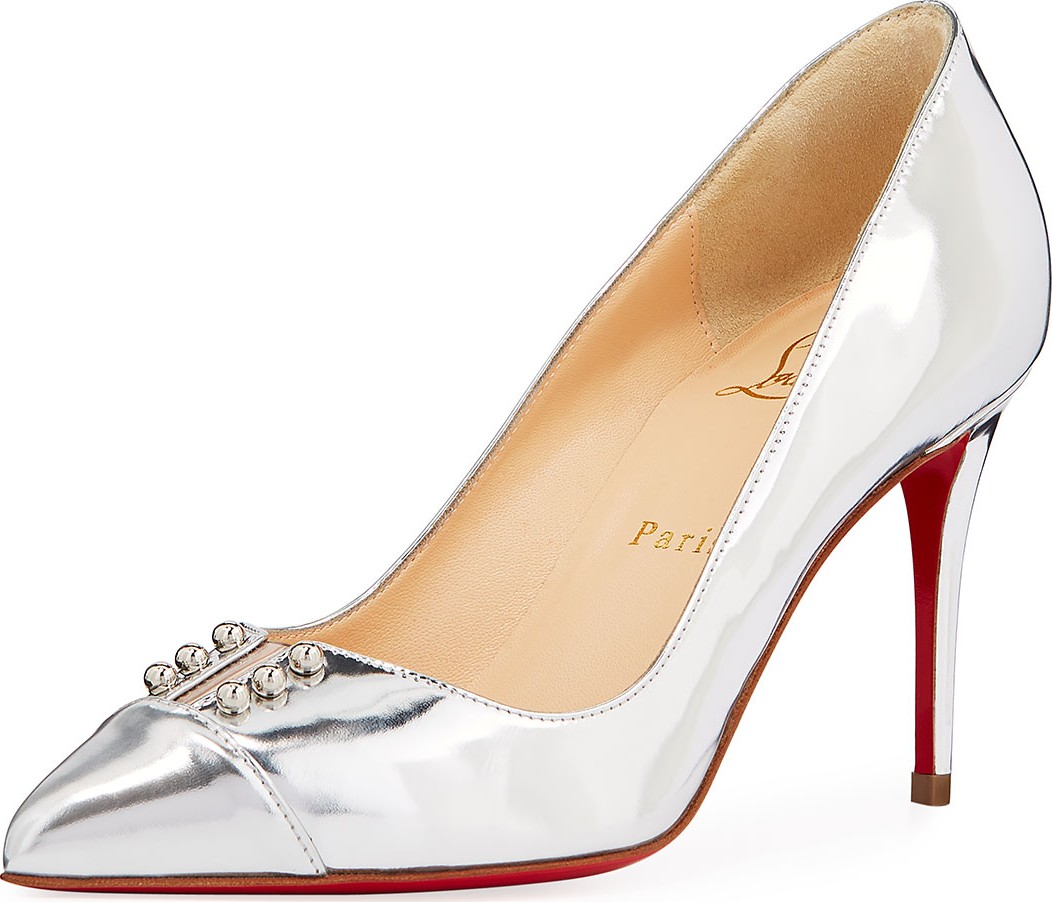Christian Louboutin Predu Metallic Leather Red Sole Pumps