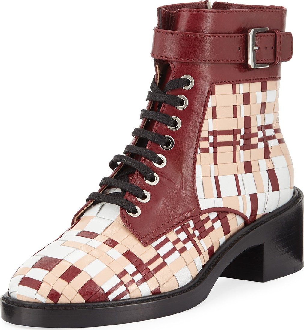 Laurence Dacade Solene Woven Leather Combat Booties