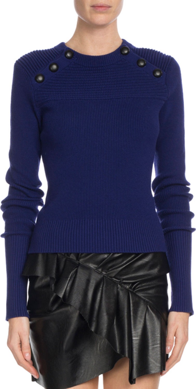 Isabel Marant Etoile Koyle Ribbed Button-Trim Sweater