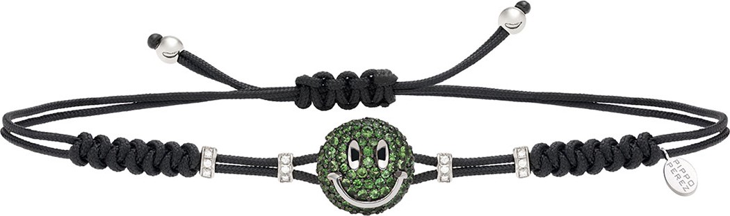 Pippo Perez 18k Diamond & Green Garnet Smile Pull-Cord Bracelet