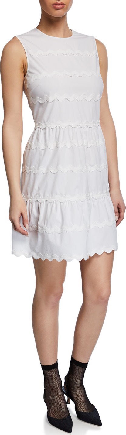RED Valentino Sleeveless Scallop Cotton Dress