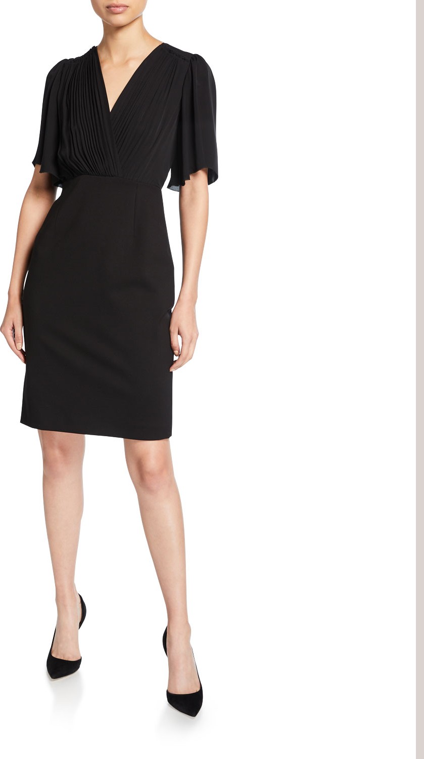 Elie Tahari Tavara V-Neck Elbow-Sleeve Ponte Dress Elie Tahari Tavara V-Neck Elbow-Sleeve Ponte Dress