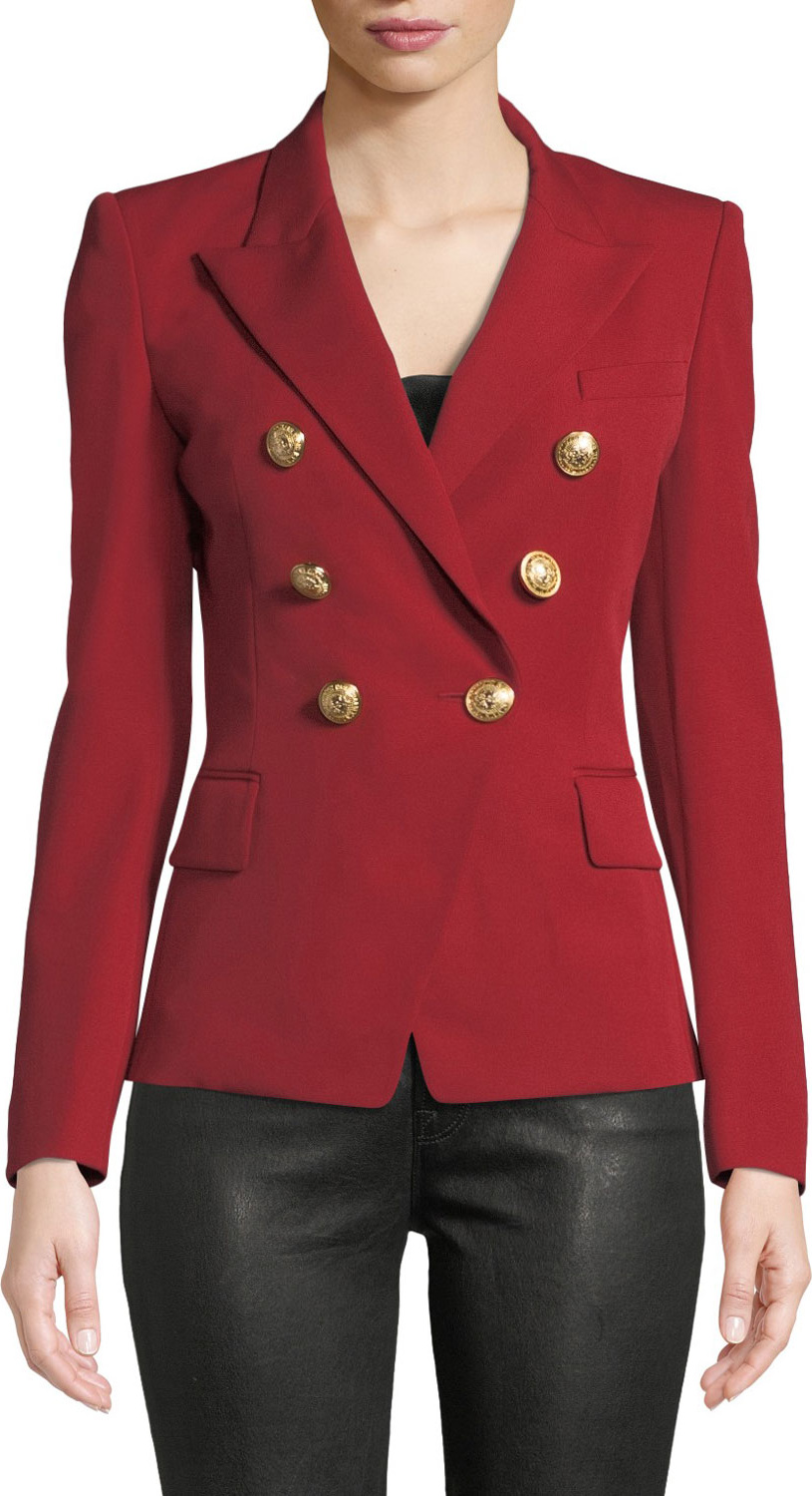 Balmain Double-Breasted Fitted Wool Blazer
