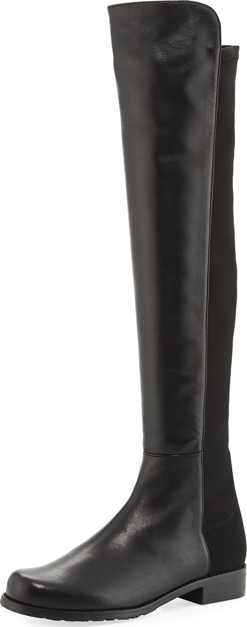 Stuart Weitzman 50/50 Leather Over-the-Knee Boot, Black