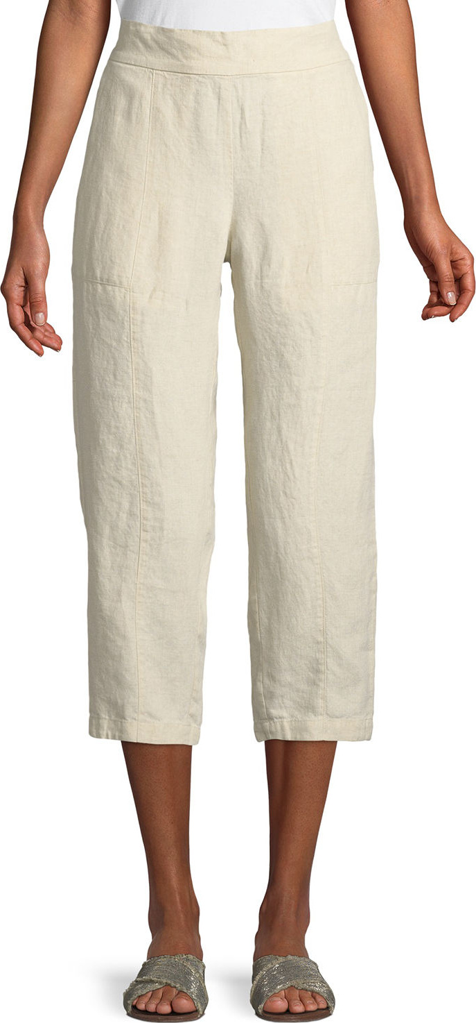 Eileen Fisher Organic Linen Pull-On Cropped Pants