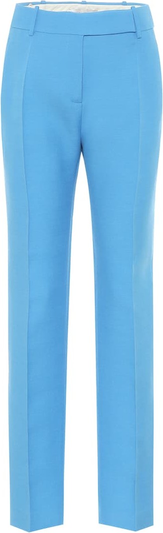Valentino High-rise slim wool and silk pants