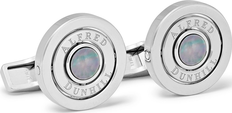 Dunhill Gyro Rhodium-Plated and Mother-of-Pearl Cufflinks