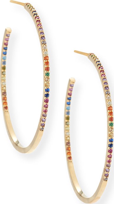Tai Pave Rainbow Crystal Hoop Earrings