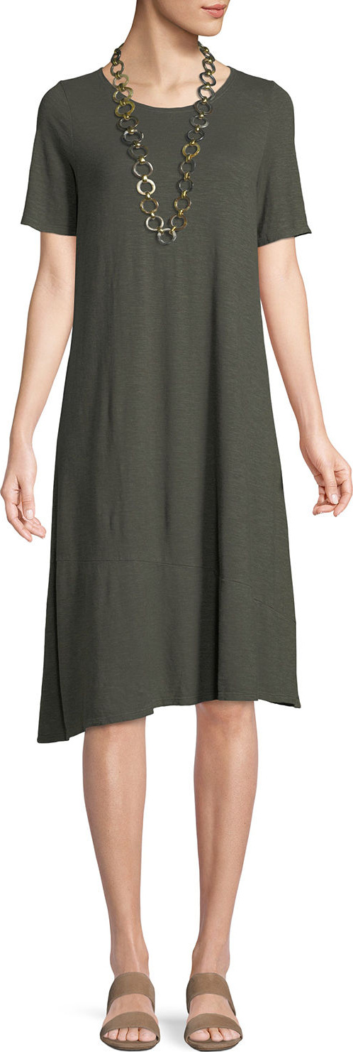Eileen Fisher Hemp-Cotton Twist Asymmetric Shift Dress